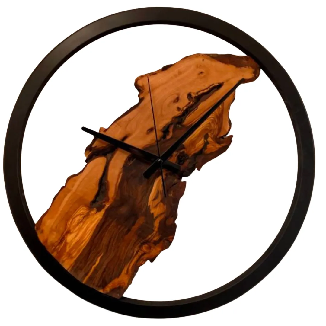 Rustic Olive Wood Wall Clock