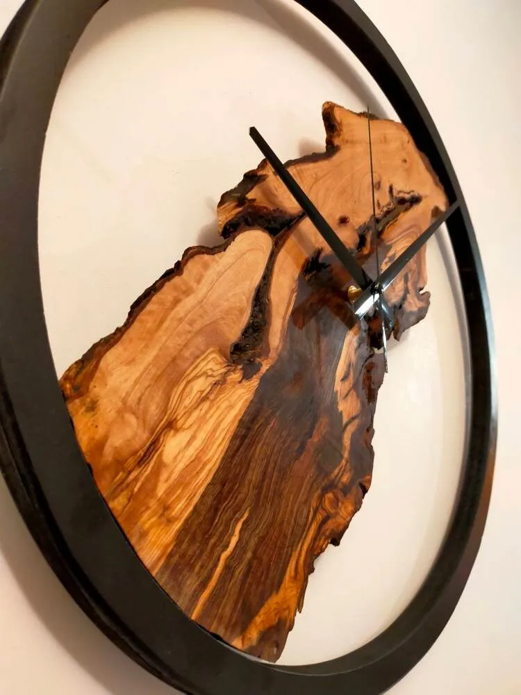 Rustic Olive Wood Wall Clock