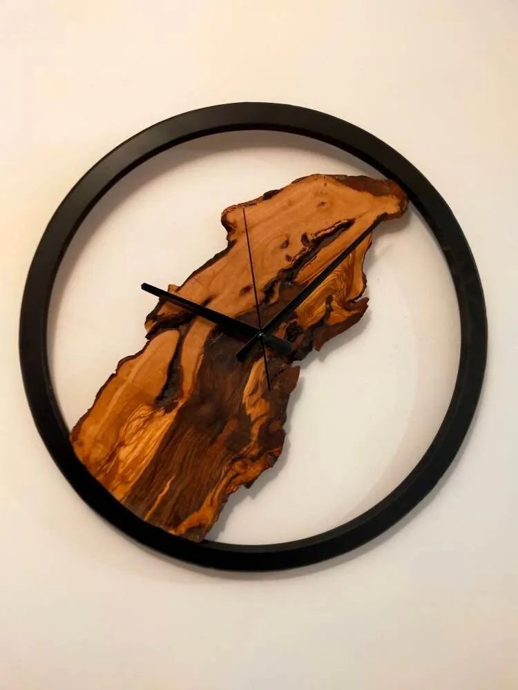 Rustic Olive Wood Wall Clock