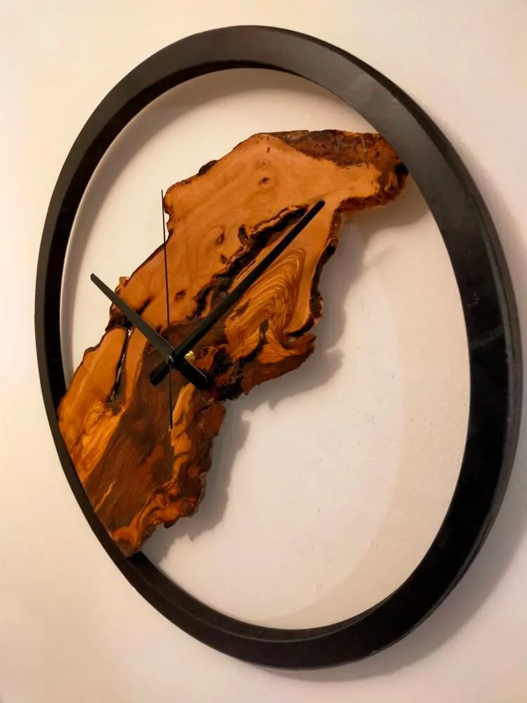 Rustic Olive Wood Wall Clock