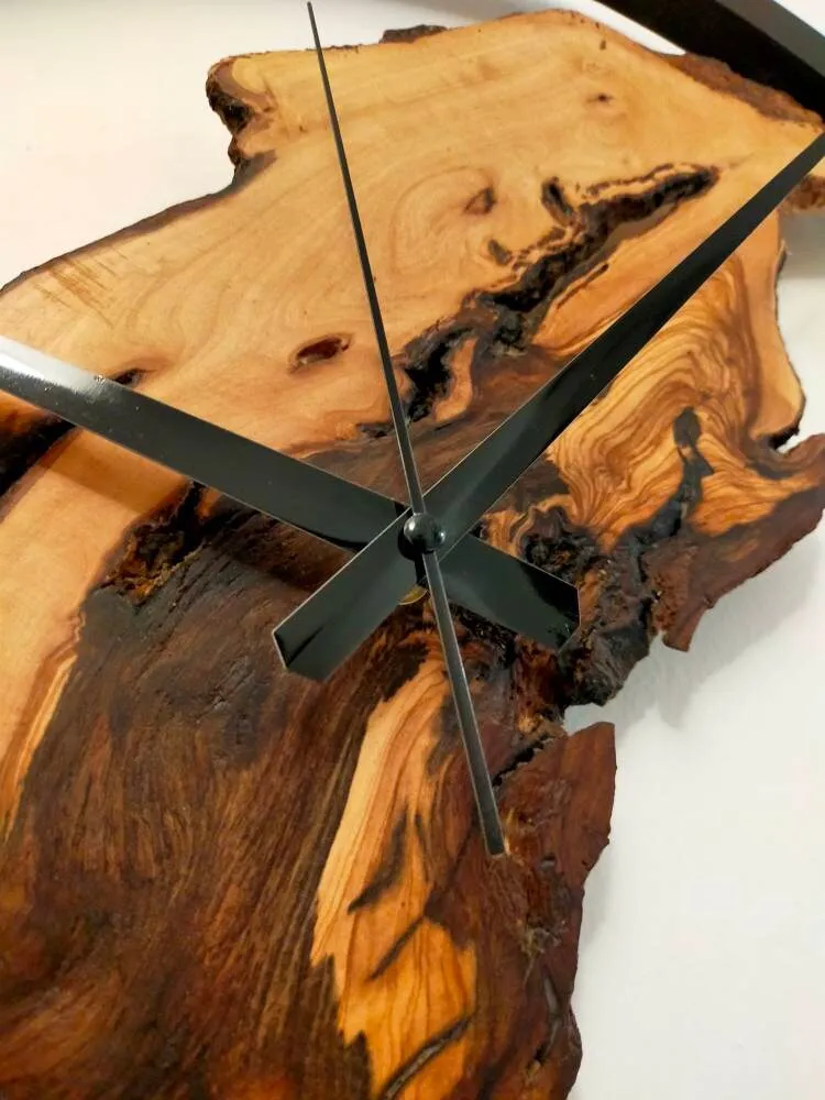 Rustic Olive Wood Wall Clock