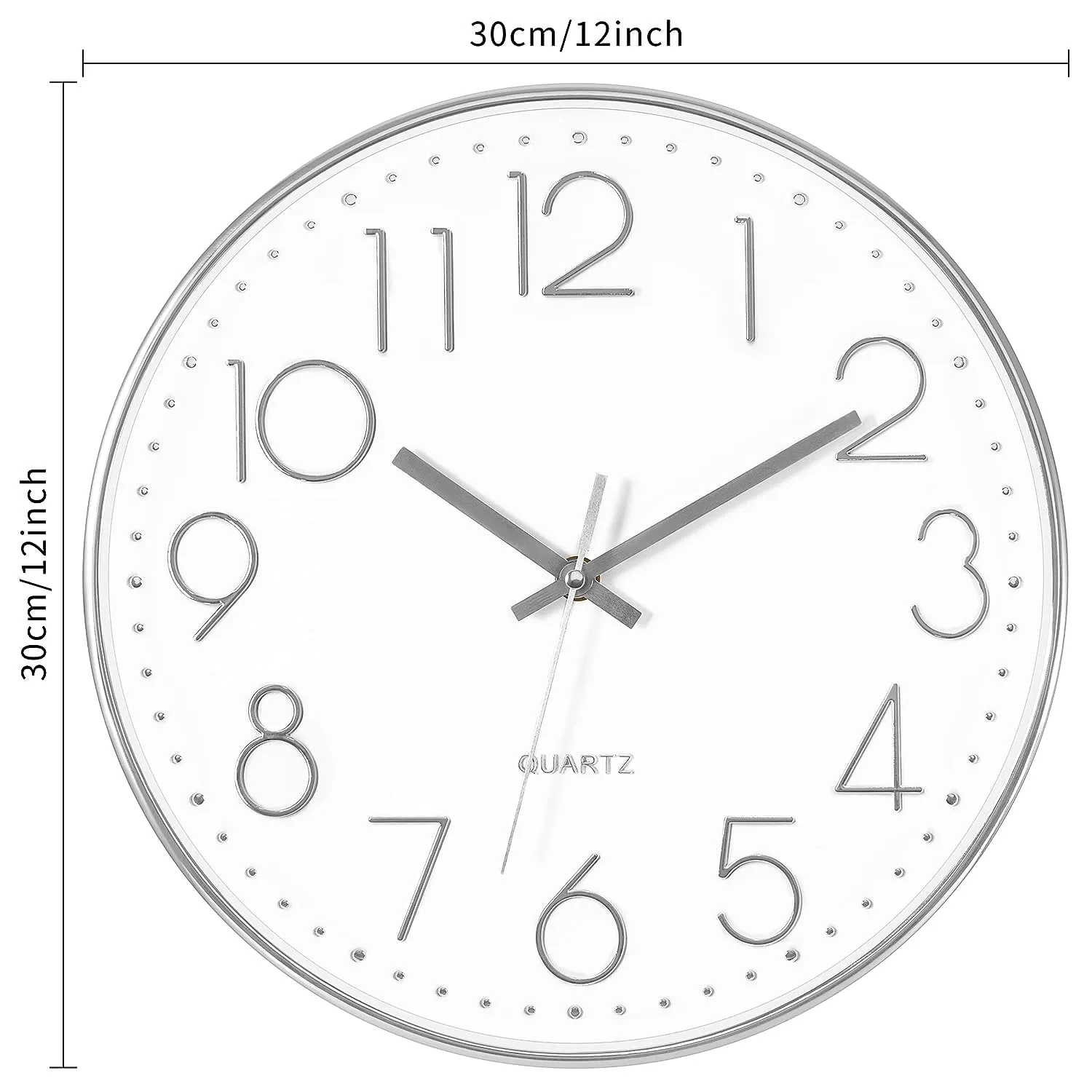 Rylan Wall Clock 12" Silent Quartz Decorative Latest Wall Clock Non-Ticking Classic Clock Battery Operated Round Easy to Read for Room/Home/Kitchen/Bedroom/Office/School.,