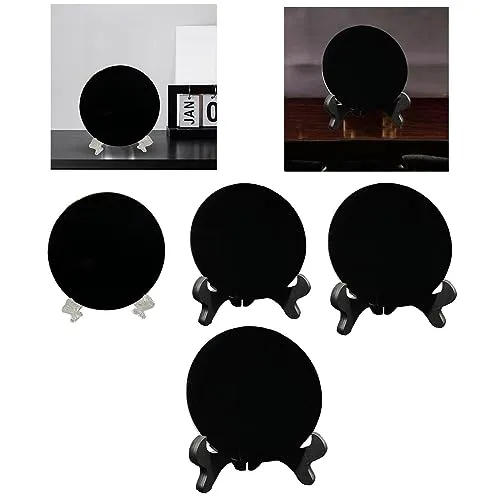 SAZ DEKOR Black Obsidian Disc Obsidian Scrying Mirror for Augury Home Office Decor 6cm