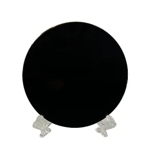 SAZ DEKOR Black Obsidian Disc Obsidian Scrying Mirror for Augury Home Office Decor 6cm