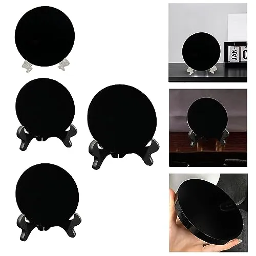 SAZ DEKOR Black Obsidian Disc Obsidian Scrying Mirror for Augury Home Office Decor 6cm