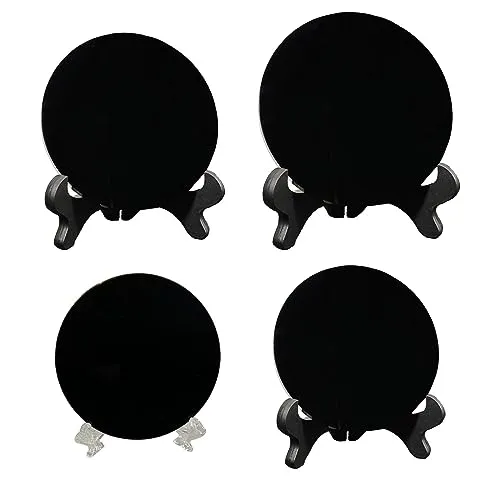 SAZ DEKOR Black Obsidian Disc Obsidian Scrying Mirror for Augury Home Office Decor 6cm