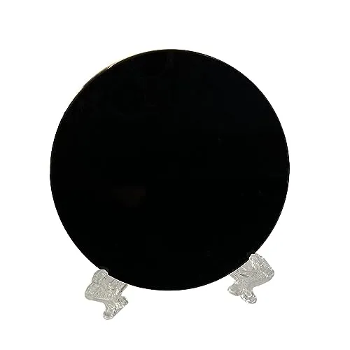 SAZ DEKOR Black Obsidian Disc Obsidian Scrying Mirror for Augury Home Office Decor 6cm