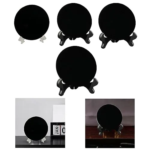 SAZ DEKOR Black Obsidian Disc Obsidian Scrying Mirror for Augury Home Office Decor 6cm