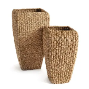 SEAGRASS TALL SQUARE PLANTERS, SET OF 2 BY NAPA HOME & GARDEN