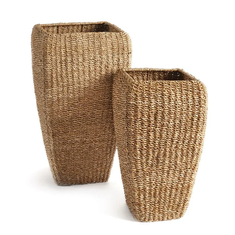 SEAGRASS TALL SQUARE PLANTERS, SET OF 2 BY NAPA HOME & GARDEN