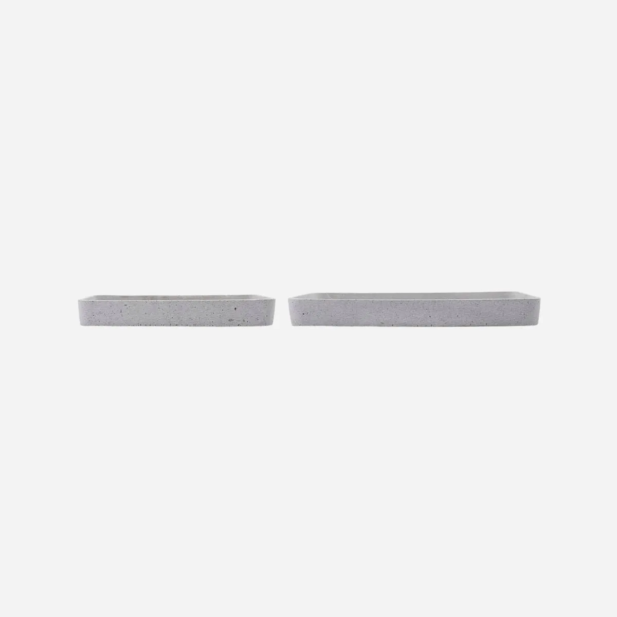 Set of Two Rectangular Polystone Concrete Trays