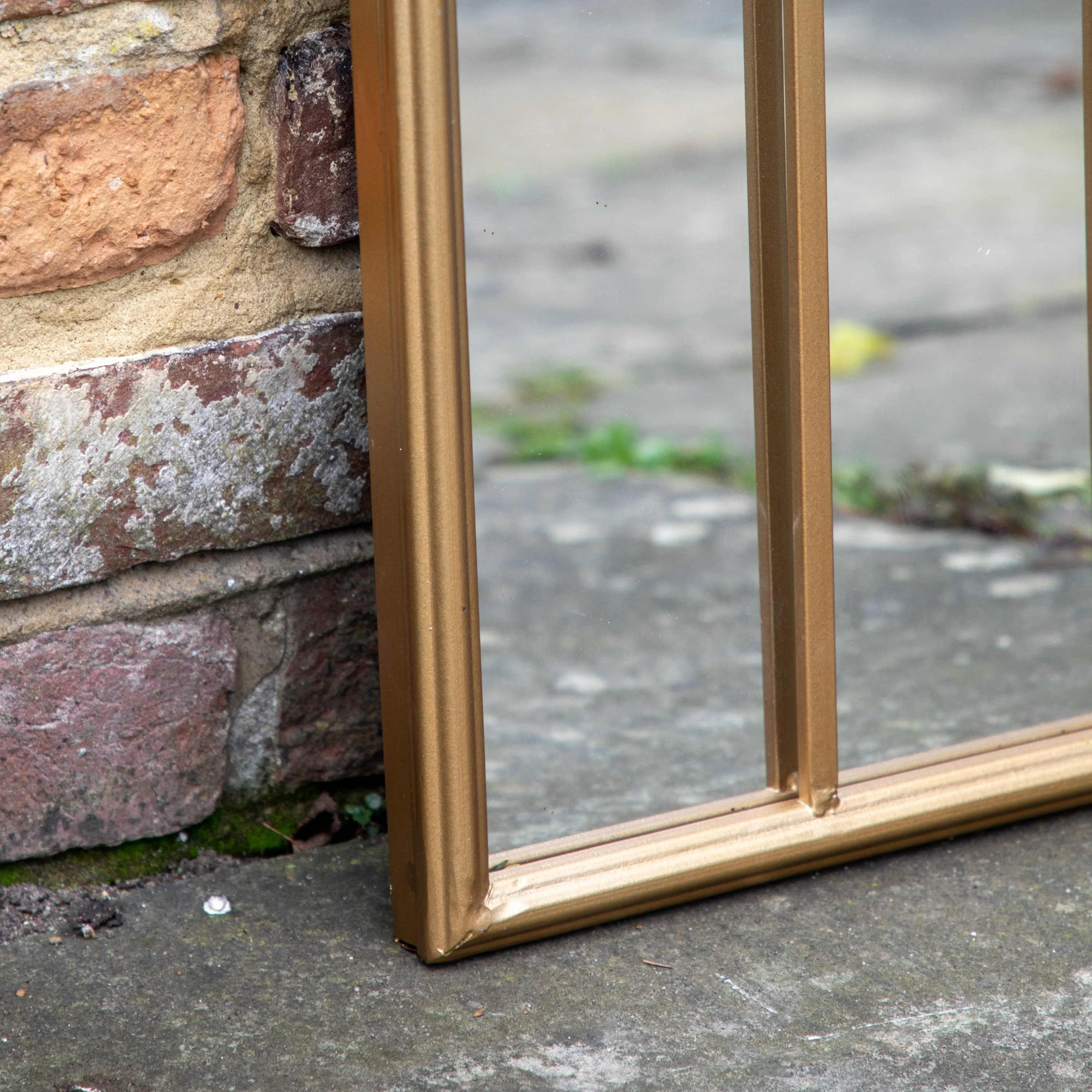 The Hampshire Gold Arched Outdoor Mirror