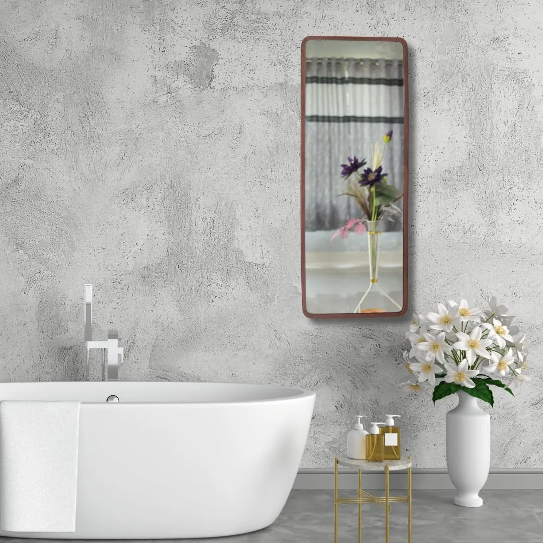 TINITALO Modern Elegance Rectangular Wall-Mounted Mirror Metal Framed Wall Mirror Bathroom Mirror Living Room Mirror Home Decor Mirror 18 x 48 Inches Golden MF 99