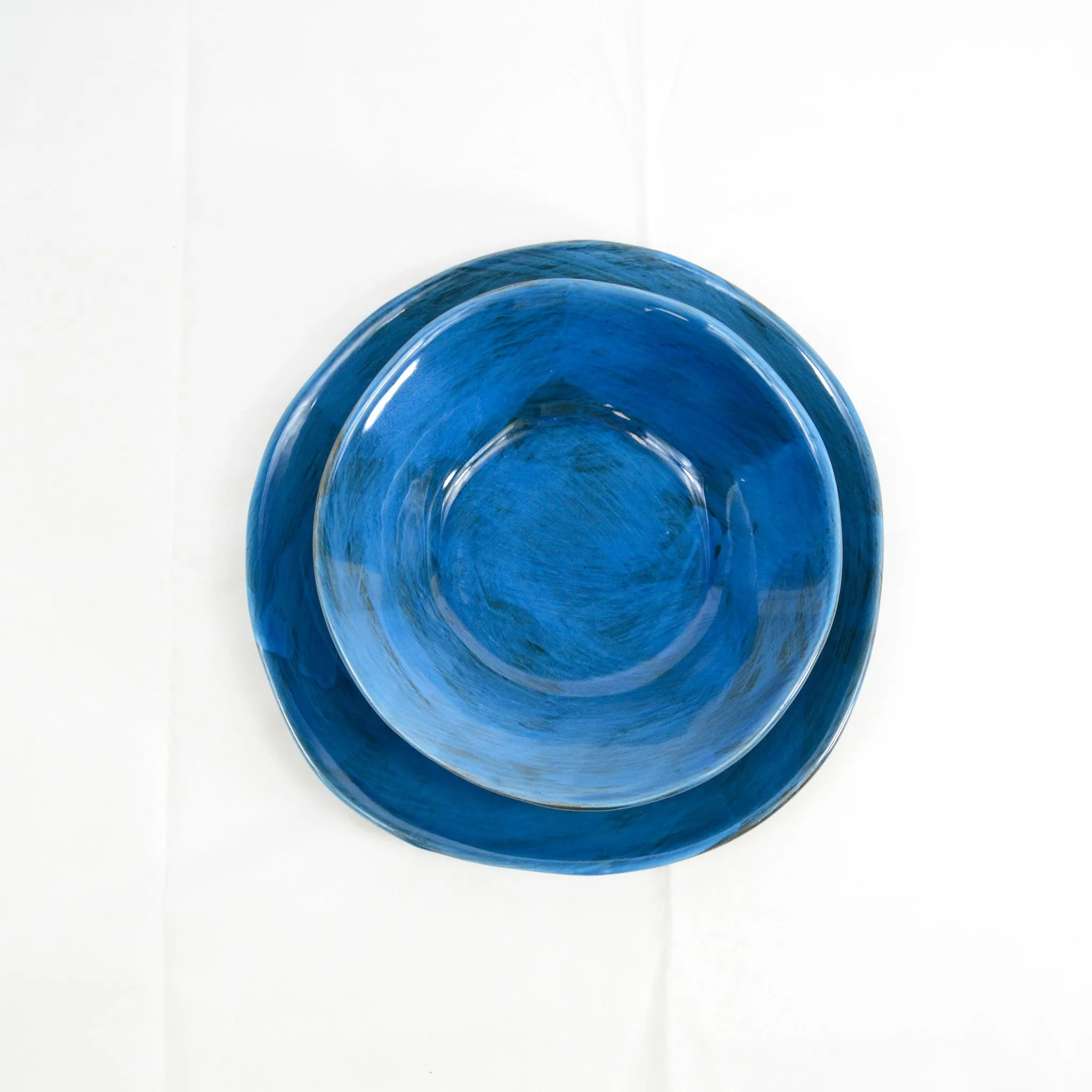 Tuscan Ceramic Pasta Bowl, Set of 4, Cobalt Blue, Made in Italy