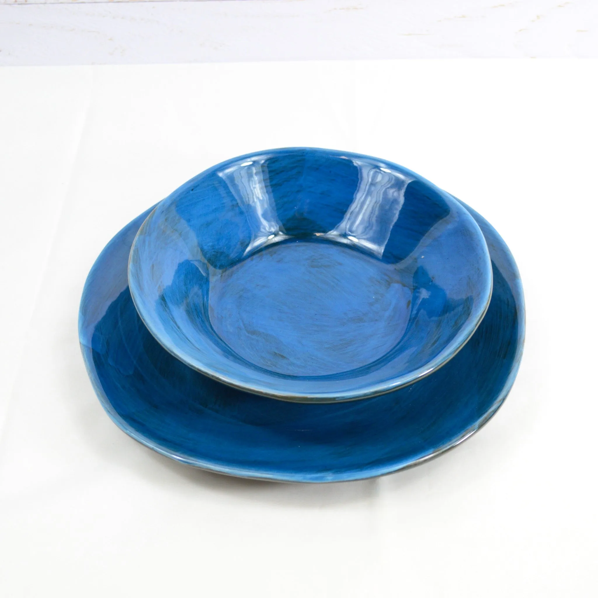 Tuscan Ceramic Pasta Bowl, Set of 4, Cobalt Blue, Made in Italy