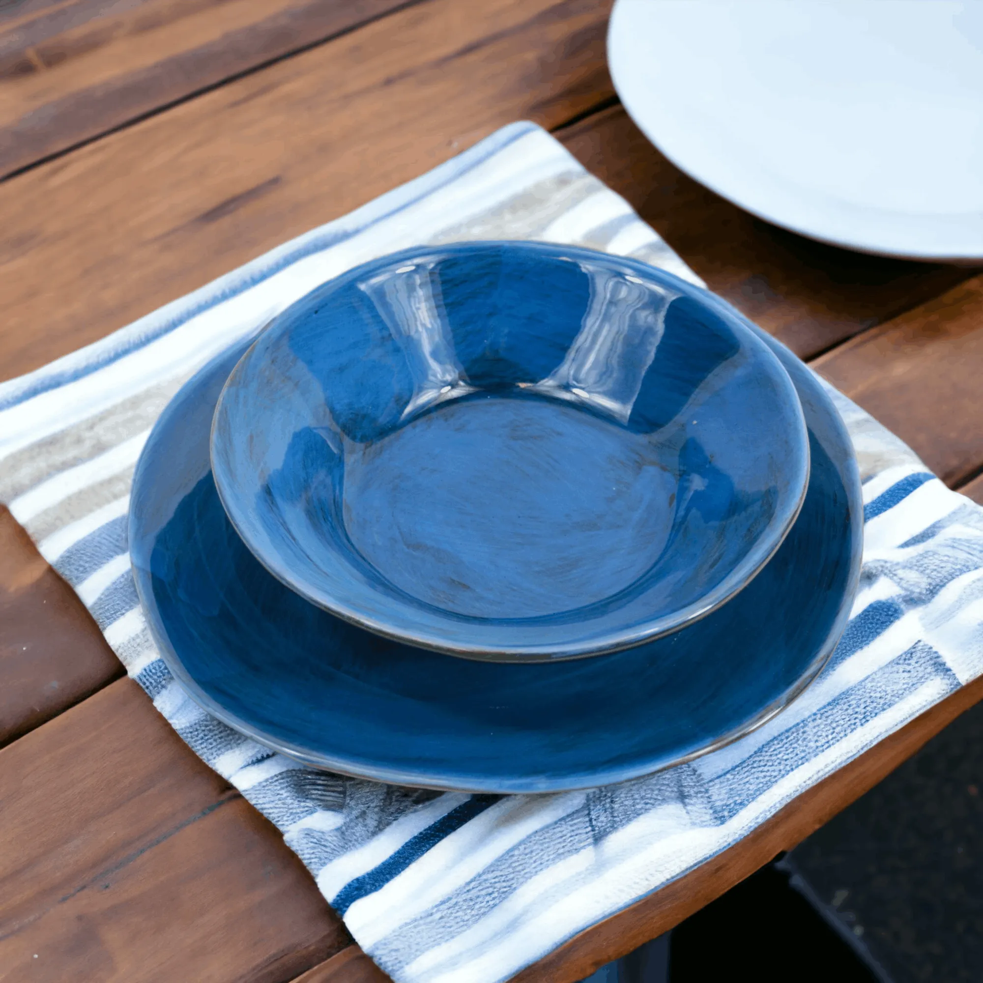 Tuscan Ceramic Pasta Bowl, Set of 4, Cobalt Blue, Made in Italy