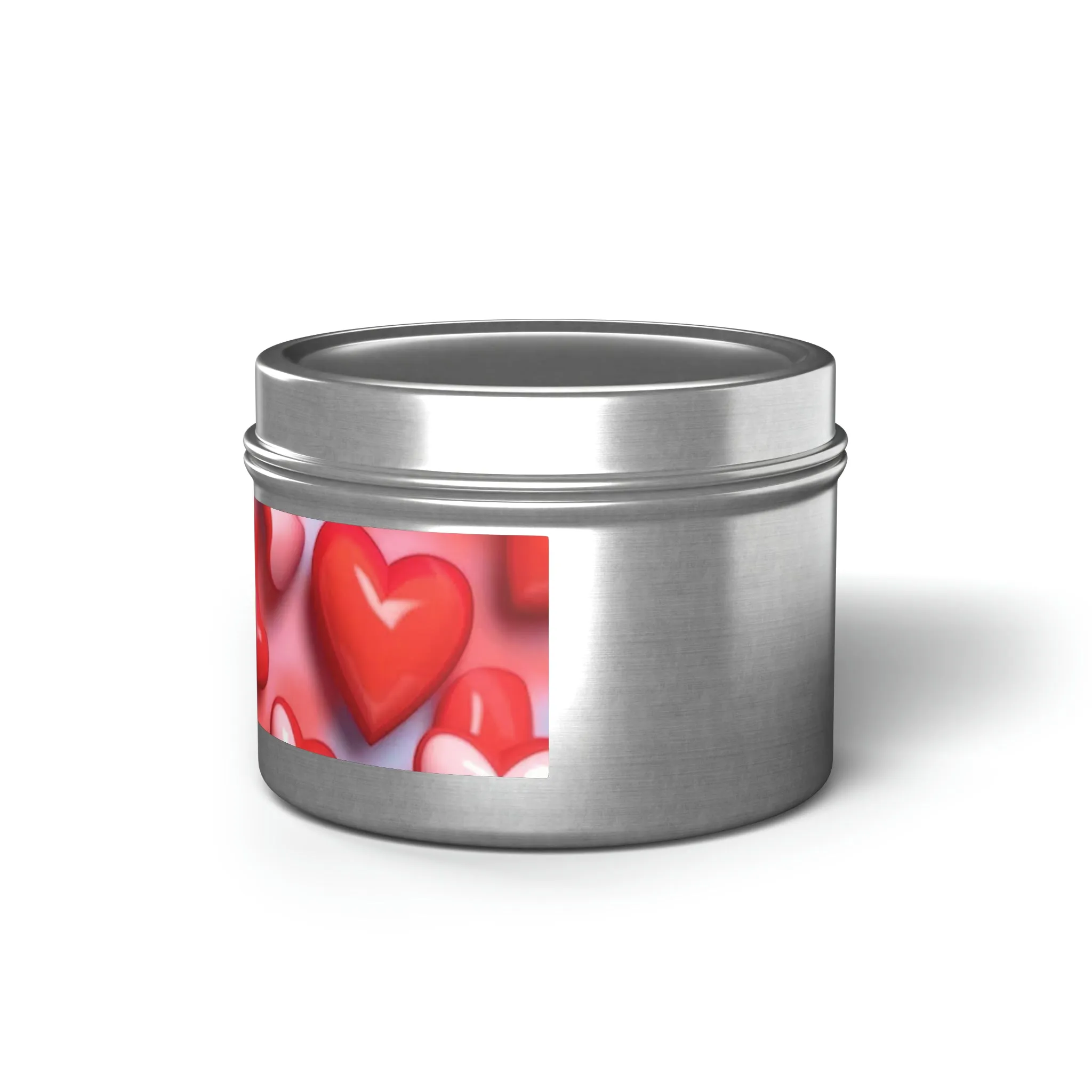 Valentines Day Gift Tin Scented Candles Pink Red Candy Hearts