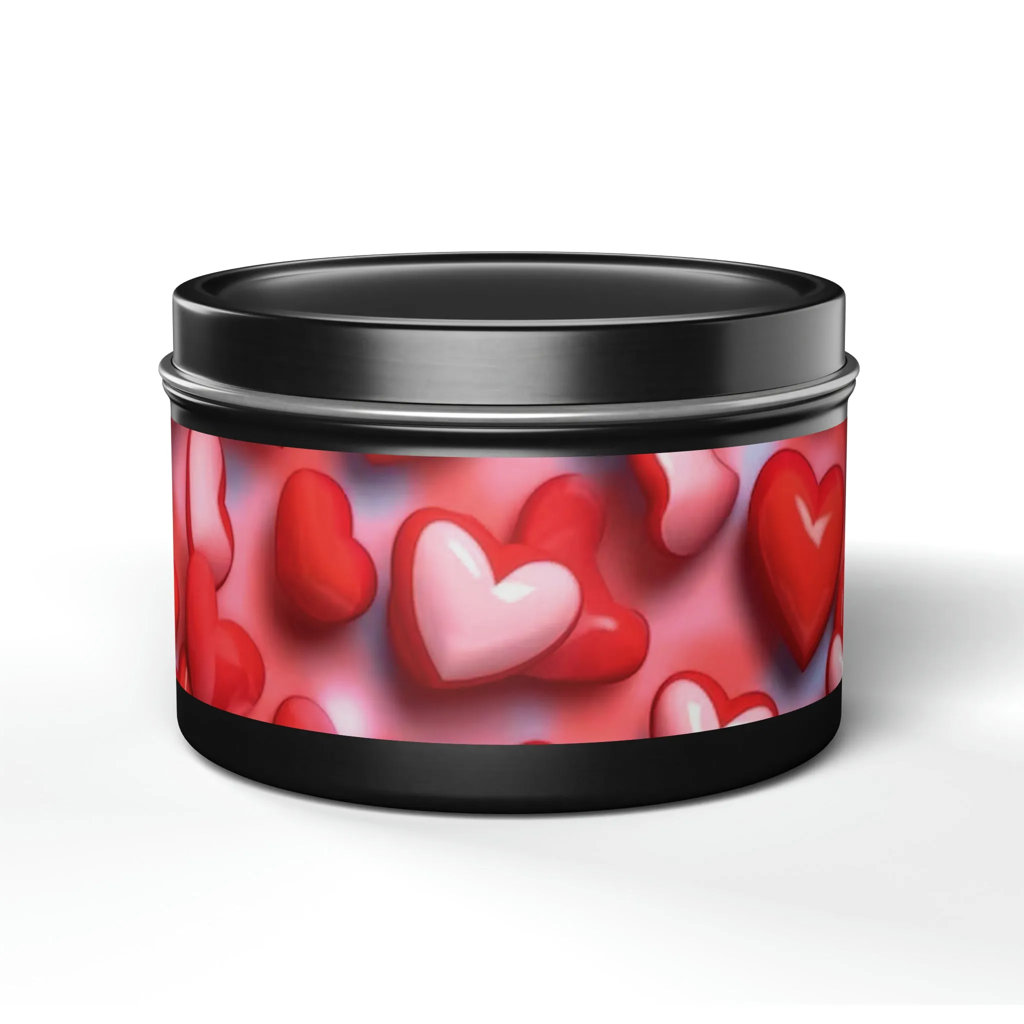 Valentines Day Gift Tin Scented Candles Pink Red Candy Hearts