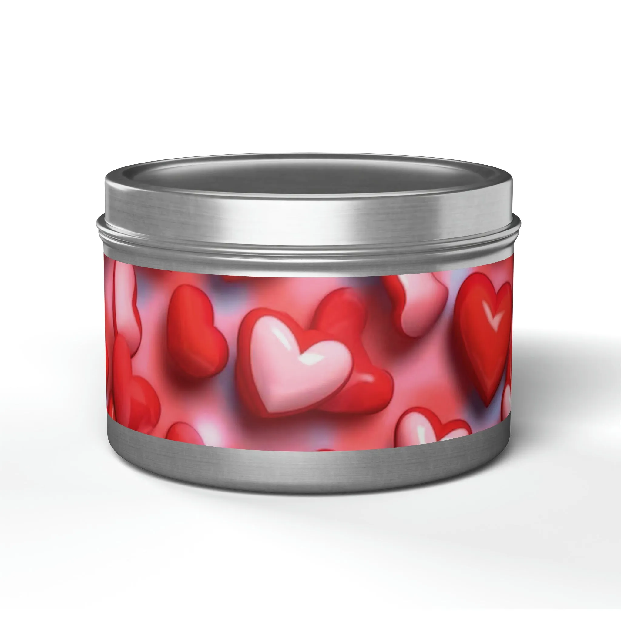 Valentines Day Gift Tin Scented Candles Pink Red Candy Hearts