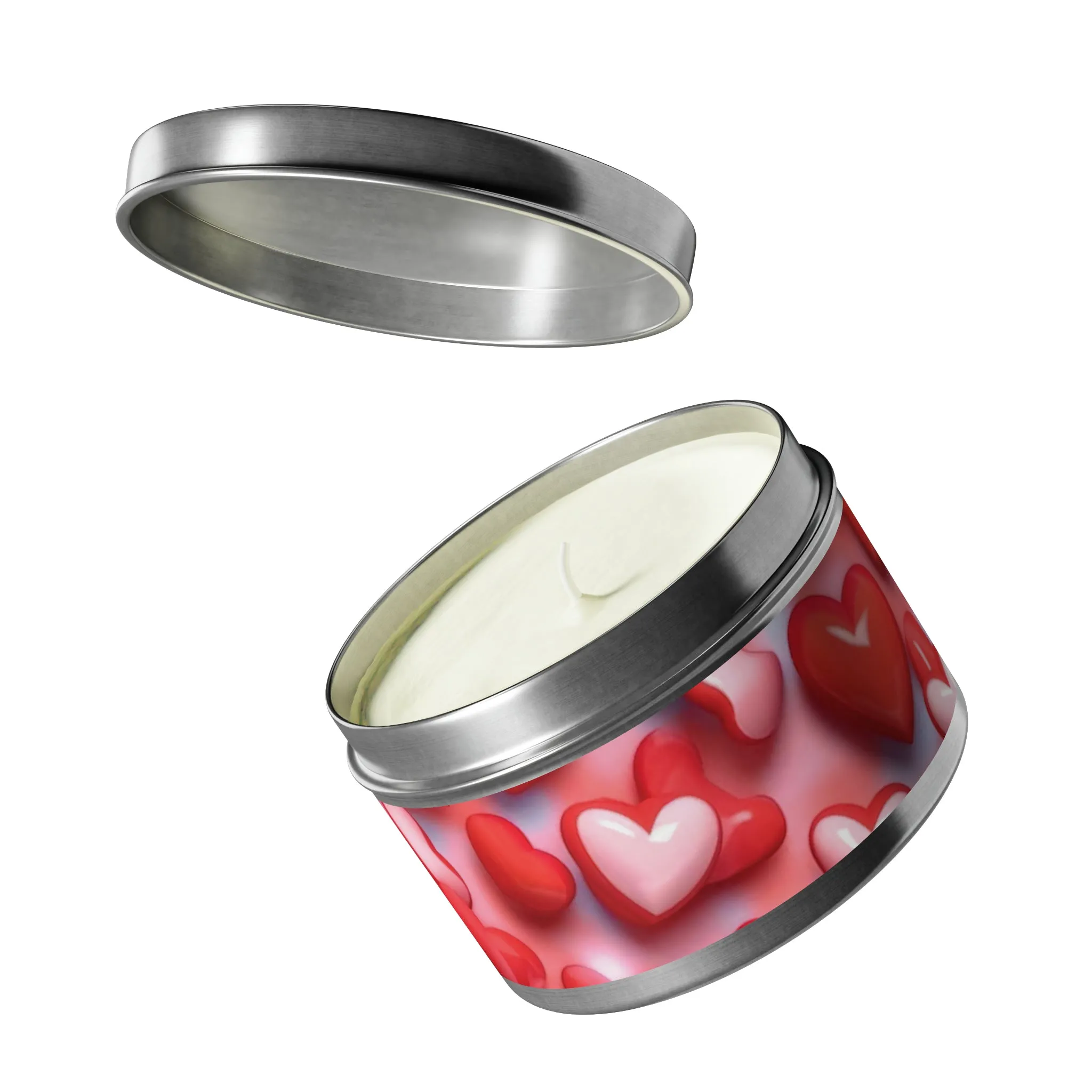 Valentines Day Gift Tin Scented Candles Pink Red Candy Hearts