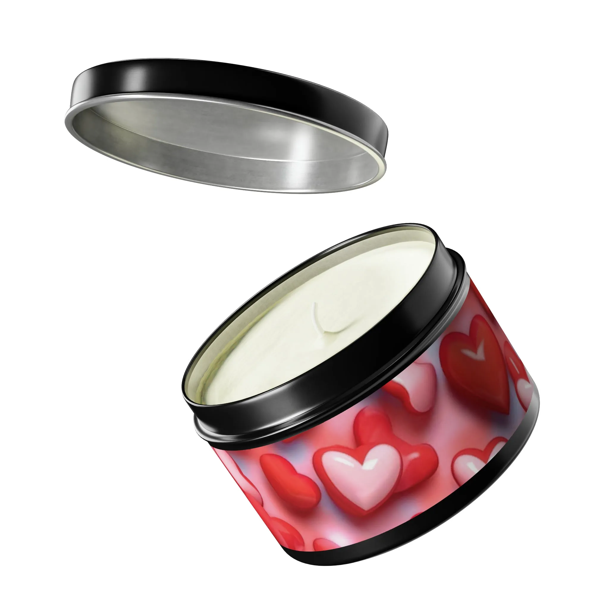 Valentines Day Gift Tin Scented Candles Pink Red Candy Hearts