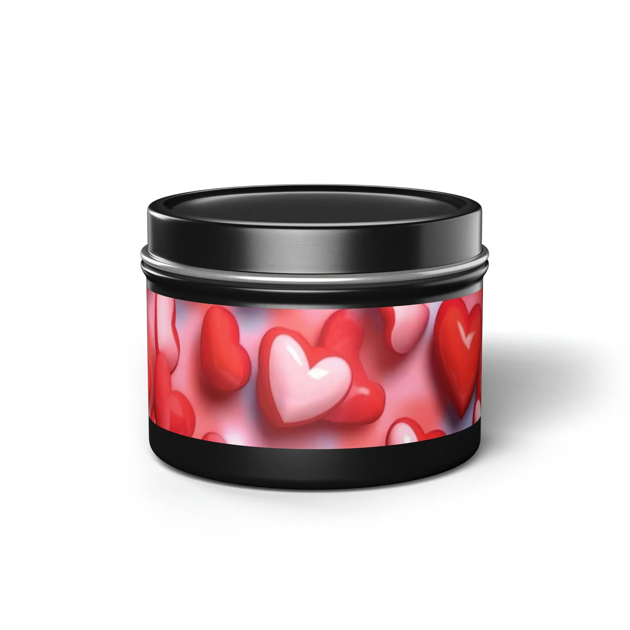 Valentines Day Gift Tin Scented Candles Pink Red Candy Hearts