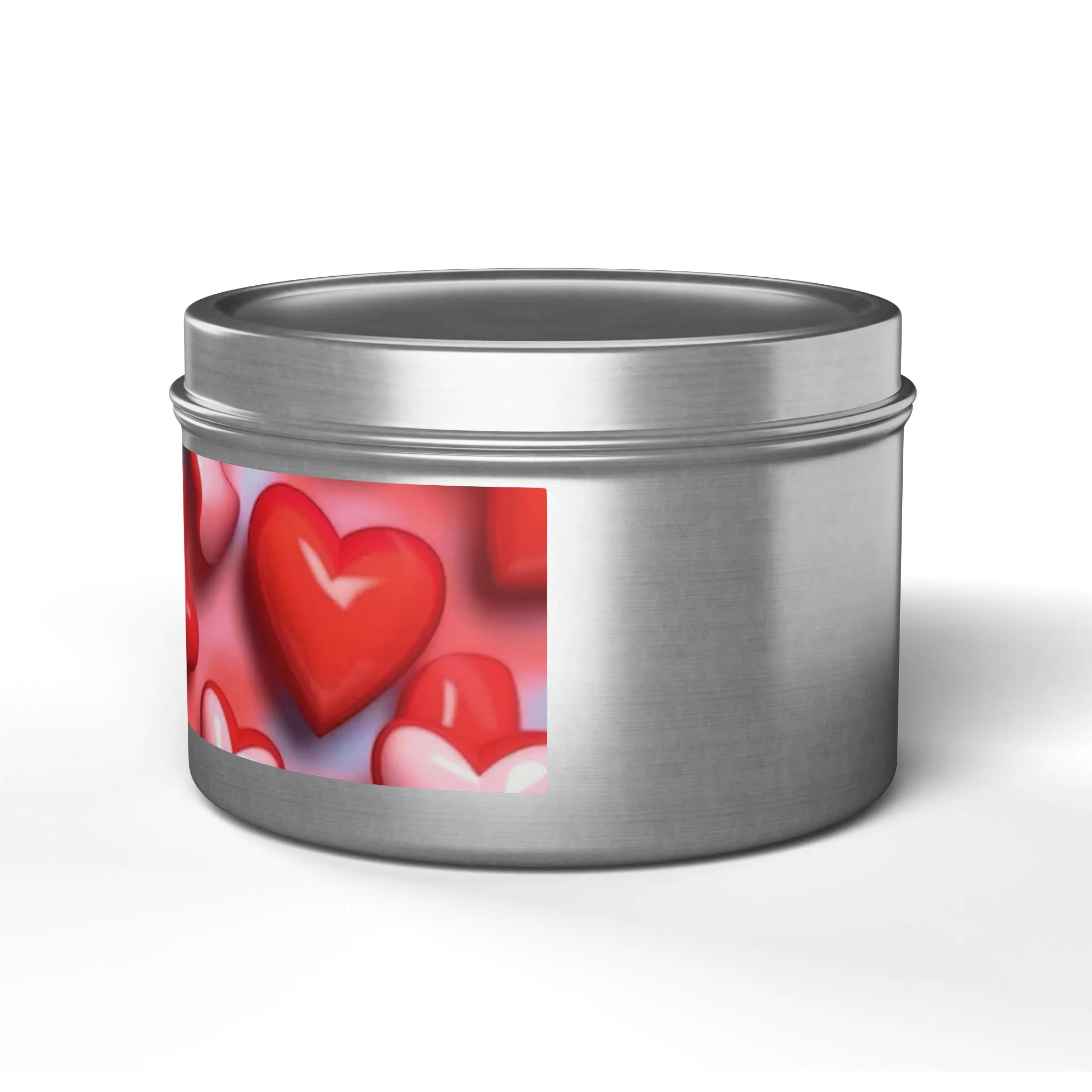 Valentines Day Gift Tin Scented Candles Pink Red Candy Hearts