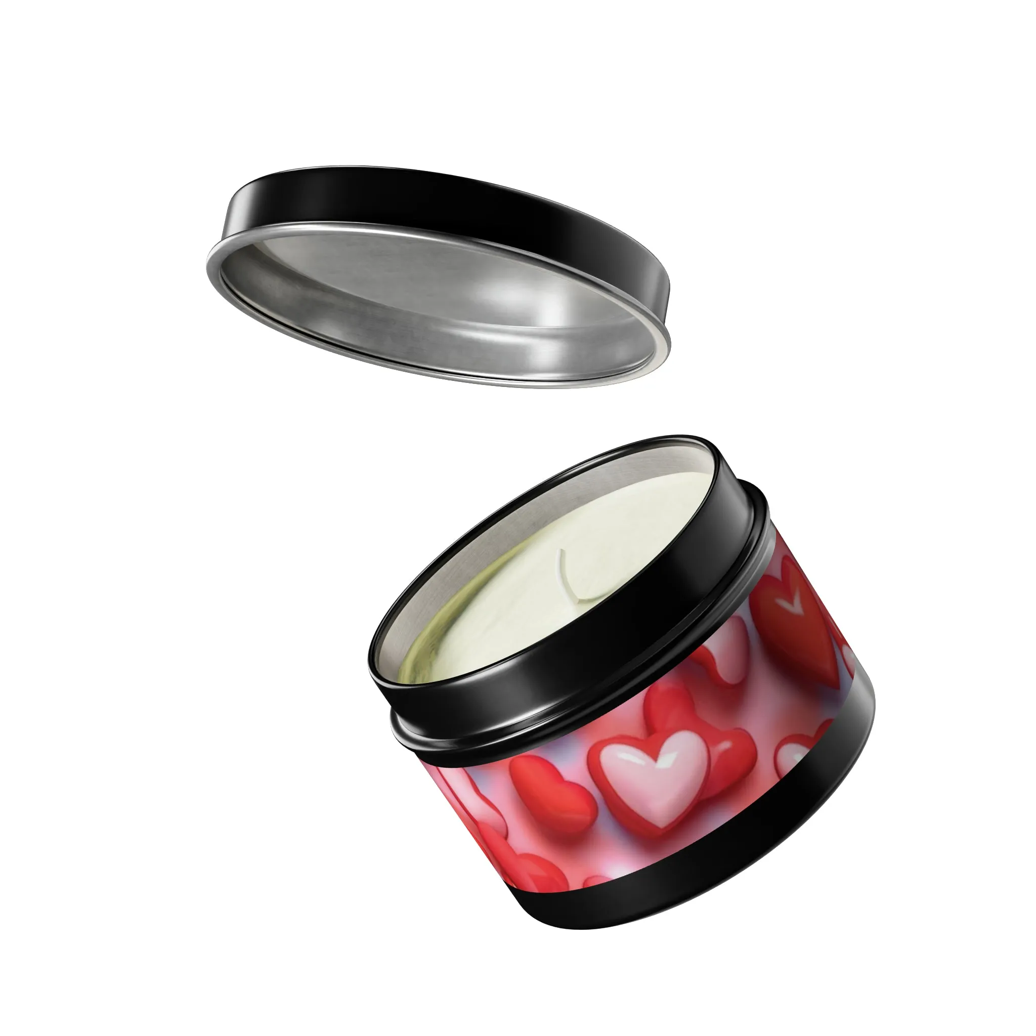 Valentines Day Gift Tin Scented Candles Pink Red Candy Hearts