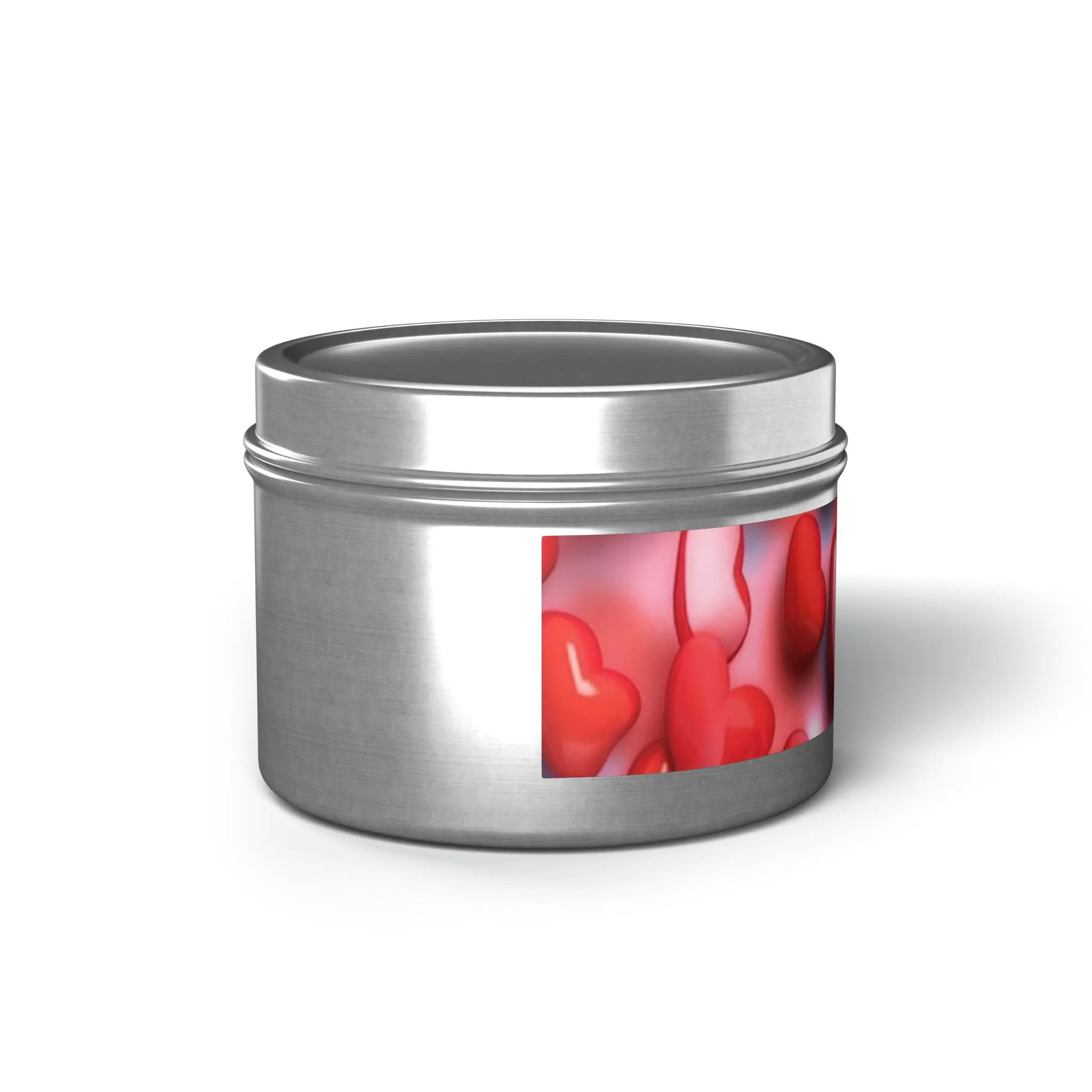 Valentines Day Gift Tin Scented Candles Pink Red Candy Hearts