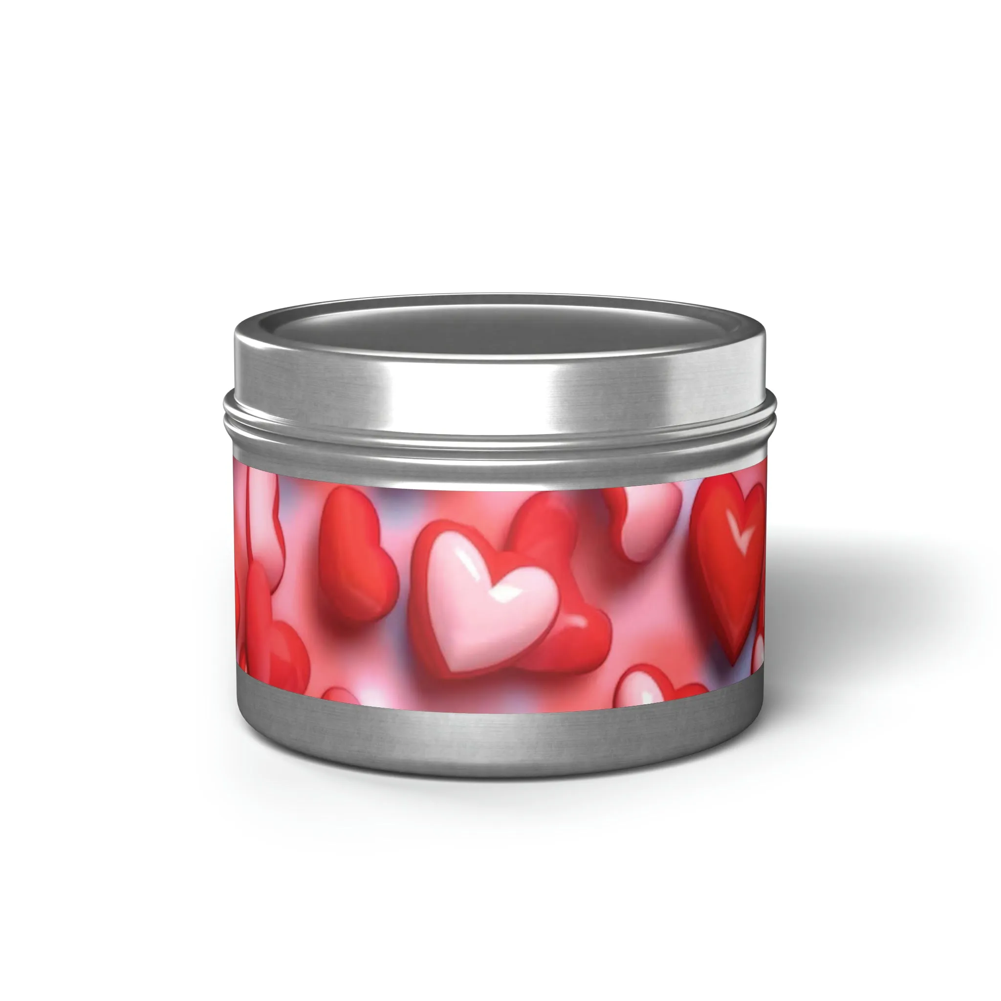 Valentines Day Gift Tin Scented Candles Pink Red Candy Hearts