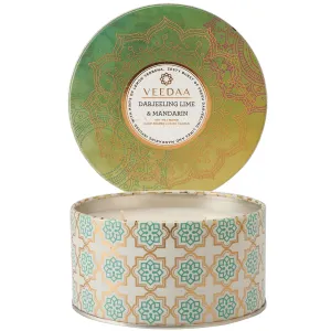 VEEDAA Darjeeling Lime & Mandarin Soy Wax 3 Wick Tin Scented Candle (Burns 40 Hours)