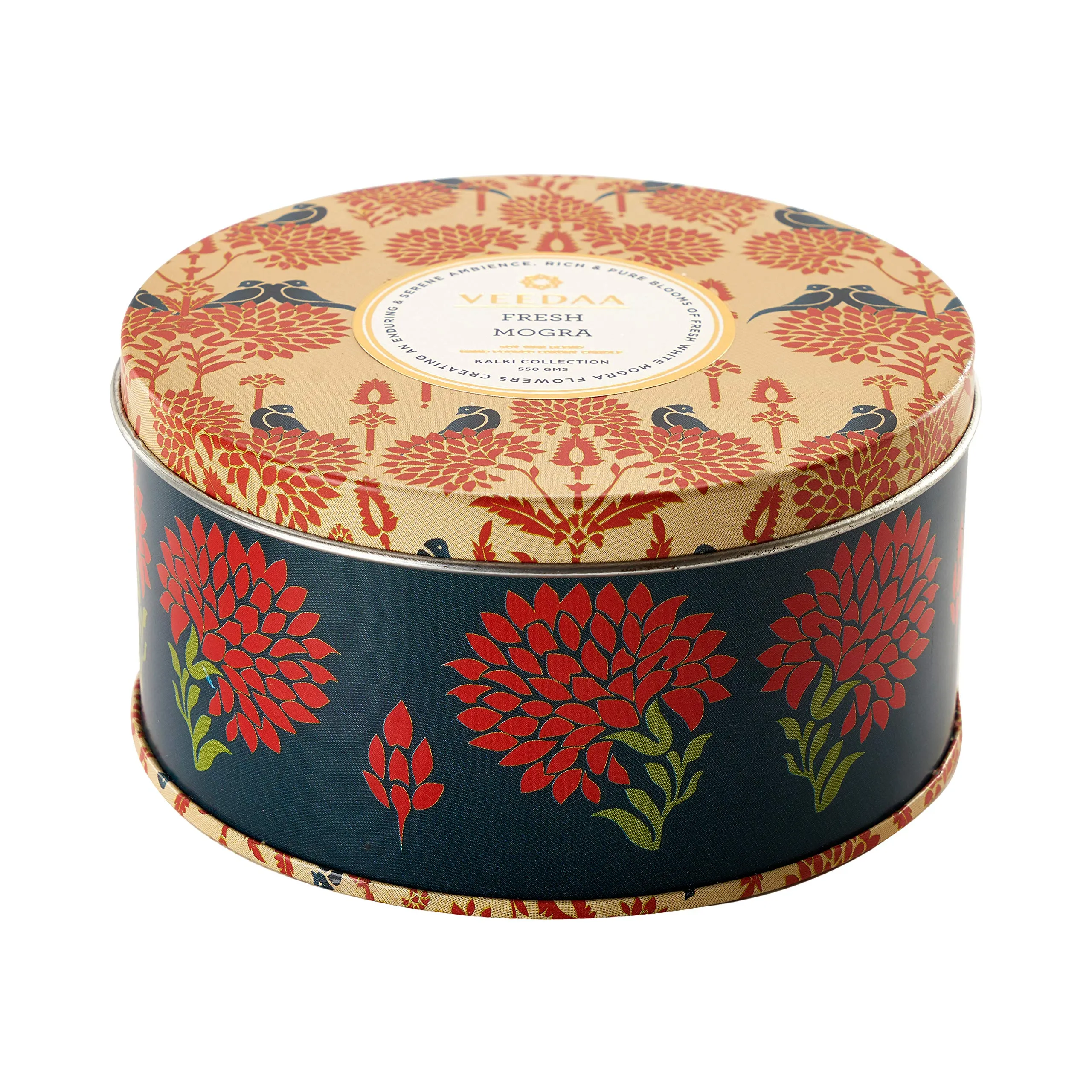 VEEDAA Fresh Mogra 3 Wick Tin Soy Scented Candle (Burns 40 hours)