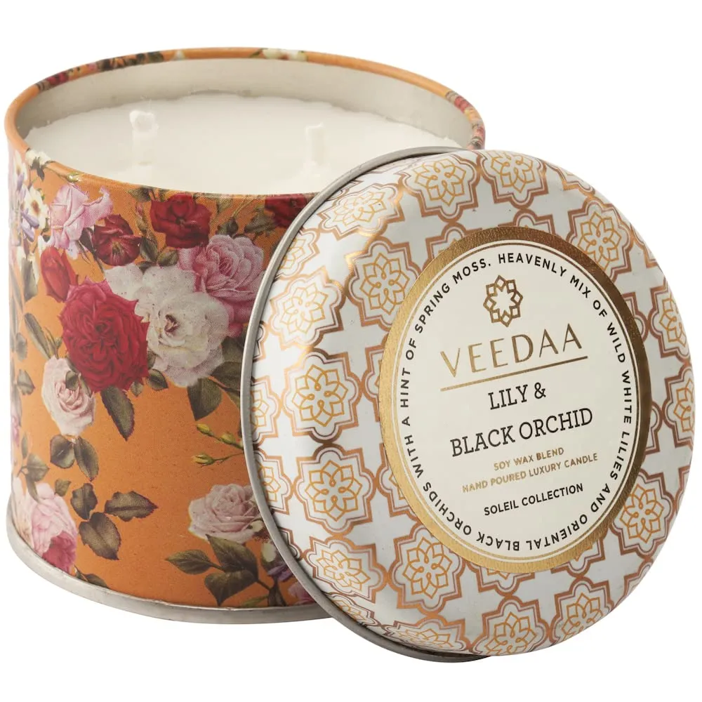 VEEDAA Scented Candles Duo Gift Set 600 gm | Lily Black Orchid and Prosecco Berries | 300 gm Each, Soy Wax Eco Friendly