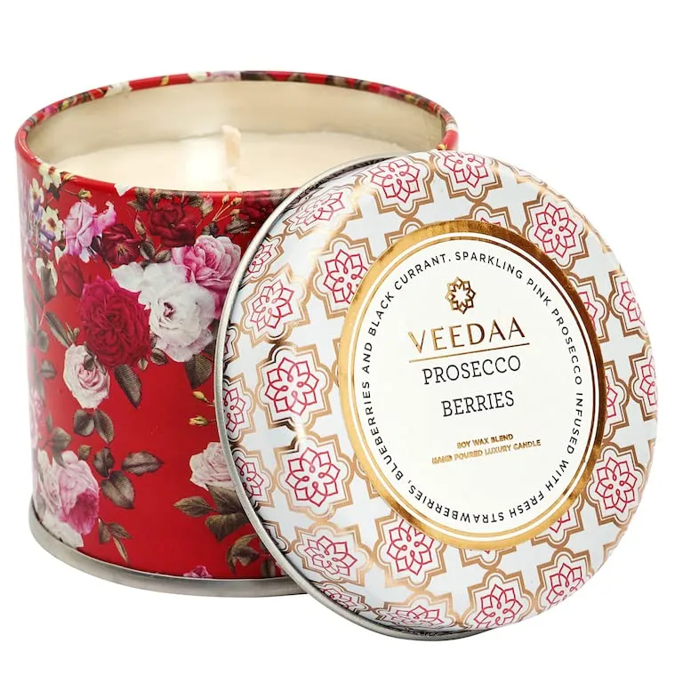 VEEDAA Scented Candles Duo Gift Set 600 gm | Lily Black Orchid and Prosecco Berries | 300 gm Each, Soy Wax Eco Friendly