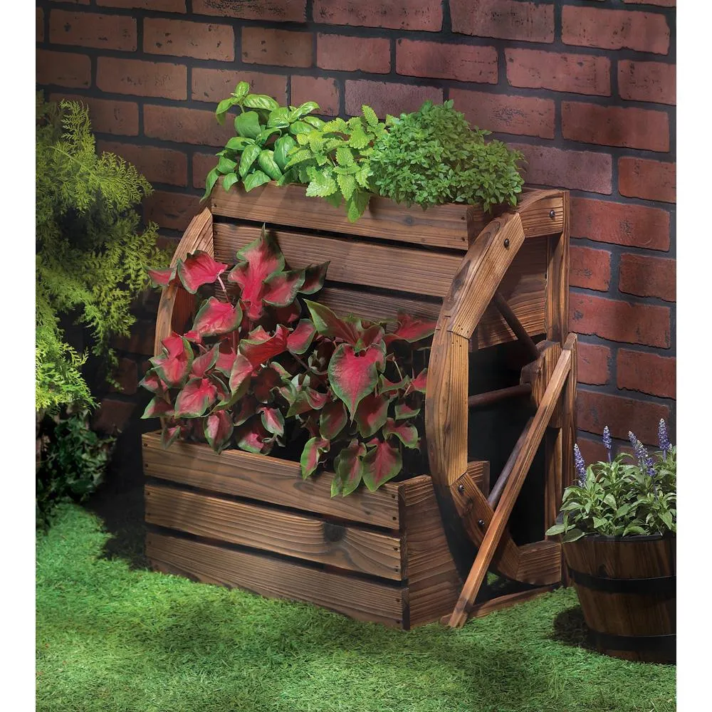 Wagon Wheel Double-Tier Planter