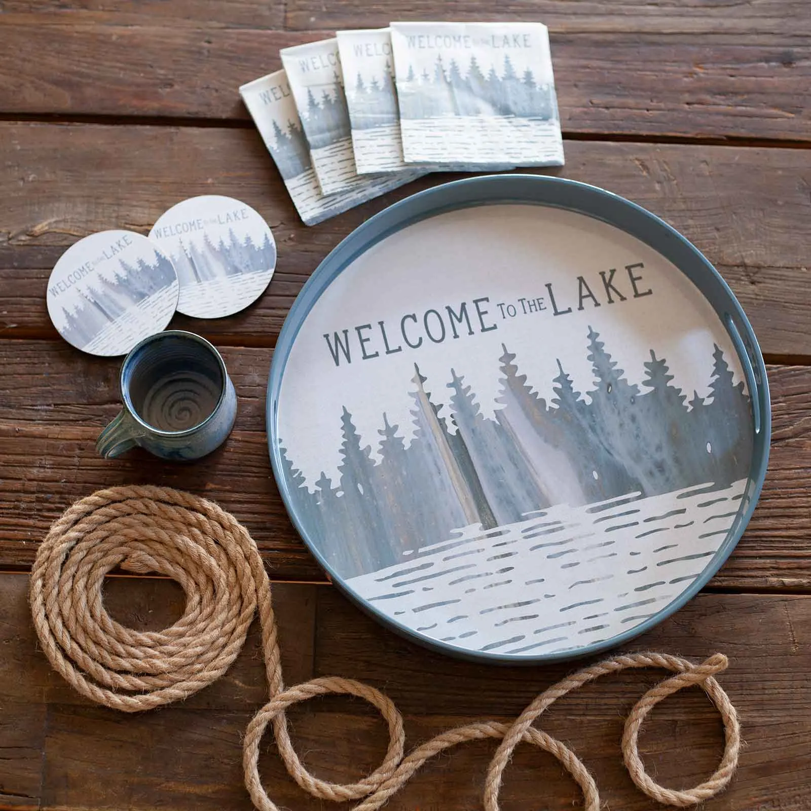 Welcome To The Lake 15 Inch Round Tray