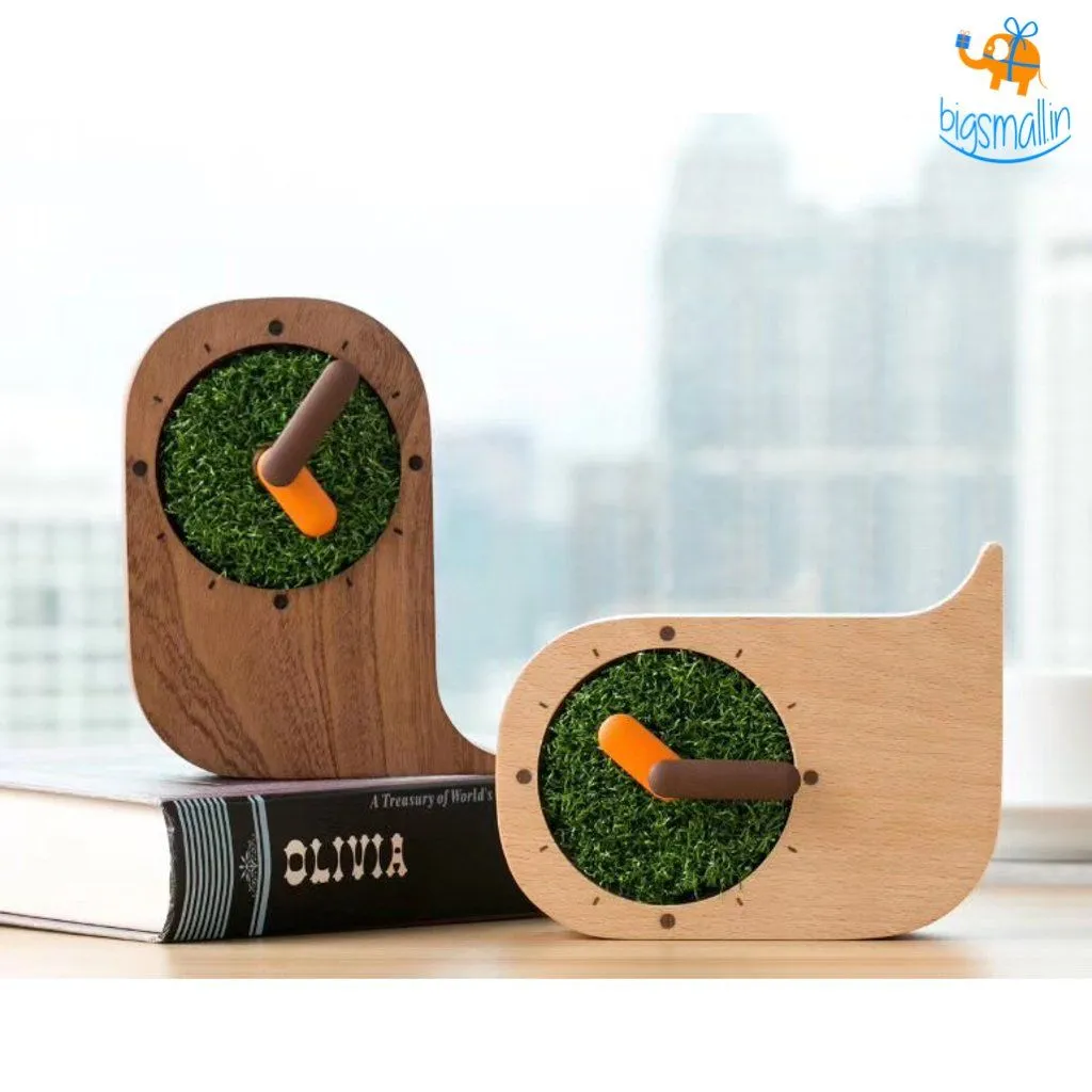 Whale Shaped Wooden Desk Clock