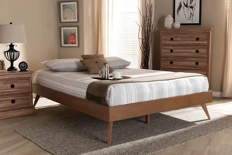 Willow Walnut Brown Wood Platform Bed (Queen)