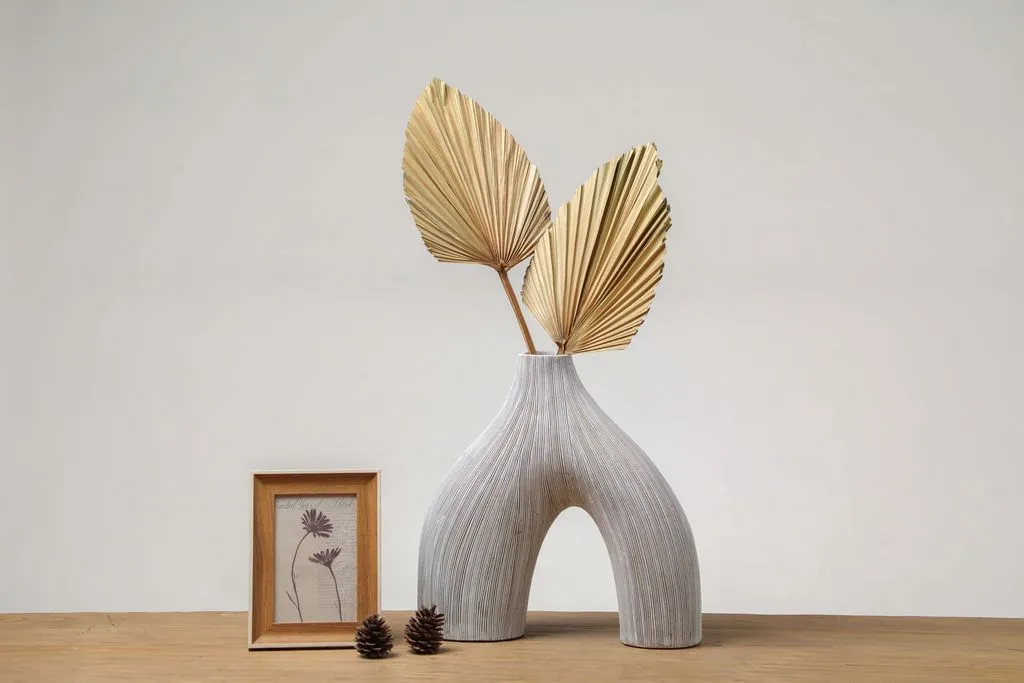 Wishbone White Textured Vase | Modern Design | Centerpiece | Holiday Gift | Interior Decor | Europea