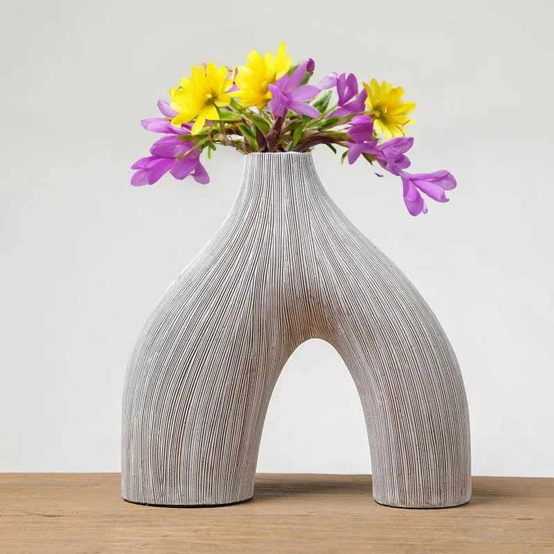 Wishbone White Textured Vase | Modern Design | Centerpiece | Holiday Gift | Interior Decor | Europea