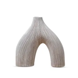 Wishbone White Textured Vase | Modern Design | Centerpiece | Holiday Gift | Interior Decor | Europea